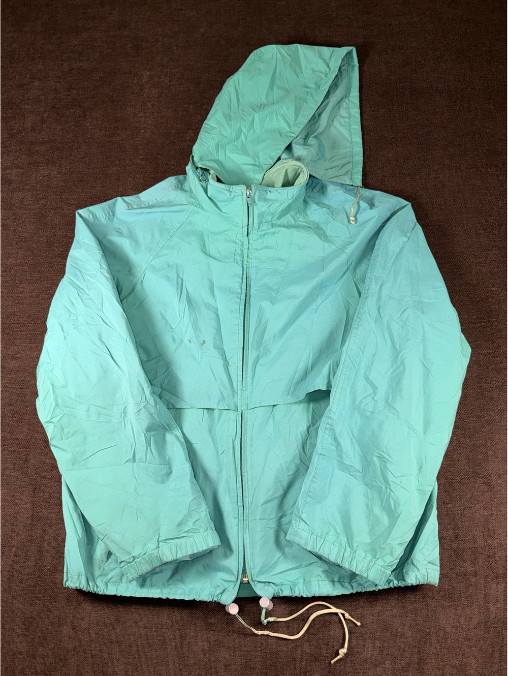 Eddie Bauer Mens L Hooded Windbreaker Jacket TealNylon